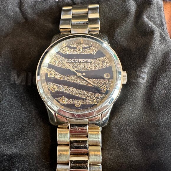 Michael Kors Wrist Watch Gold Tone Bezel Set with Crystals Tiger Pattern MK-5126 main image 5